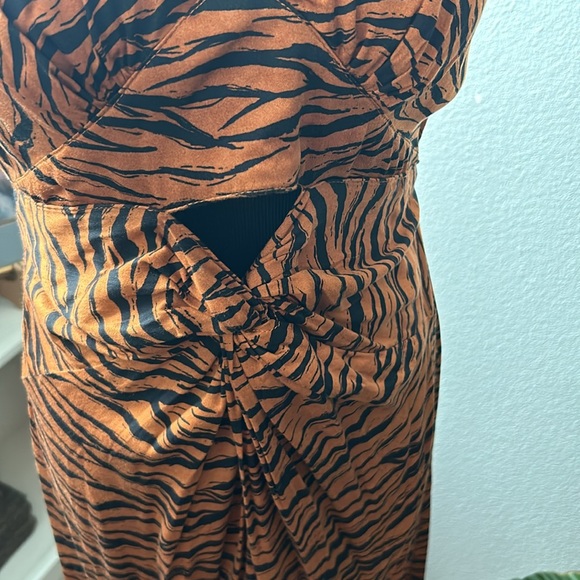 NWT Beautiful Anthropologie tiger stripe print dress with Keyhole bodice size S - Picture 2 of 6